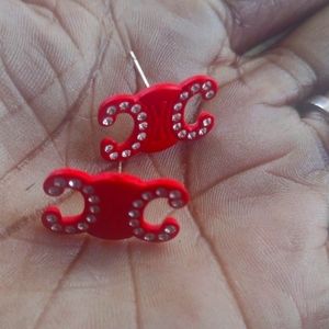 Red CC Earrings